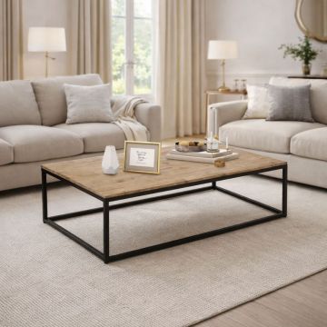 TAVOLINO MOD. EDENA CM 115X65 H. 32.5 NERO E ACACIA