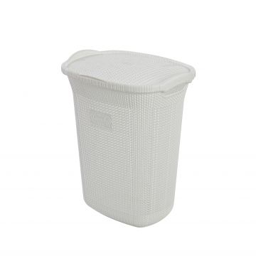 Cesta portabiancheria plastica con coperchio bianca rettangolare  cm43x31,5h25,3