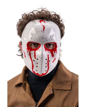 MASCHERA HOCKEY INSANGUINATA DA ADULTO IN PLASTICA BIANCA 