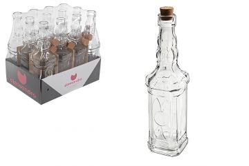 BOTTIGLIA DI VETRO QUADRATA CON TAPPO IN SUGHERO 500ML