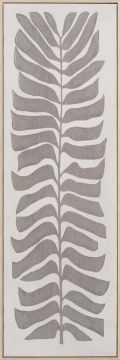 TELA CON STAMPA FOGLIE SCURE SU CORNICE DI LEGNO 40X120CM SP 3.5CM