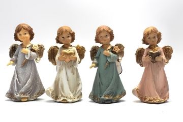 SET 2 ANGELI IN PIEDI H.15.5X8X7CM