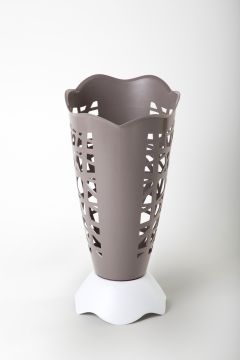 PORTAOMBRELLI STUDIO FORATO IN PLASTICA COLOR TORTORA/BIANCO CM 30X60,5
