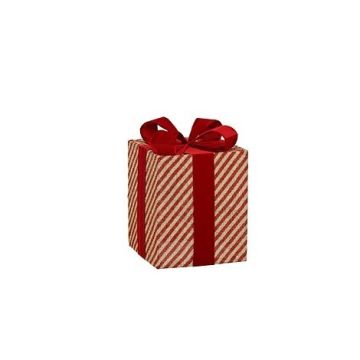 PACCO REGALO PICCOLO IN TESSUTO ORO/ROSSO 28X28CM H 40CM