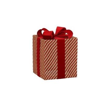 PACCO REGALO MEDIO IN TESSUTO ORO/ROSSO 33X33CM H 48CM