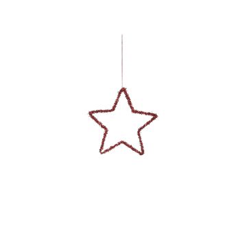 PENDENTE NATALIZIO A FORMA DI STELLA CON GLITTER ROSSO H. 15CM