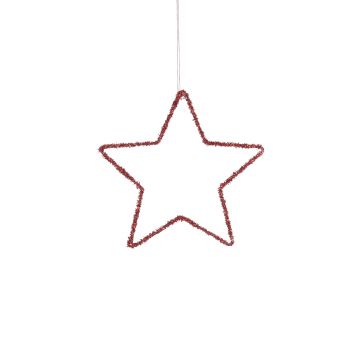 PENDENTE A FORMA DI STELLA ROSSA  CON GLITTER H. 25CM