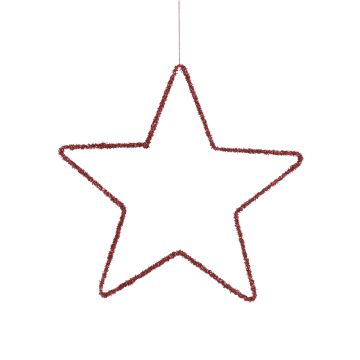 PENDENTE A FORMA DI STELLA GLITTERATA ROSSA H. 40CM