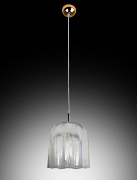 LAMPADARIO CANDICE OTTONE IN VETRO TRASPARENTE H 130CM - 1XE27 72W