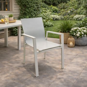 SEDIA DA ESTERNO MOD. OYSTER ARGILLA E TEXTILENE GRIGIO CHIARO