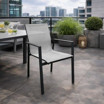 SEDIA DA ESTERNO MOD. OYSTER ANTRACITE E TEXTILENE GRIGIO CHIARO