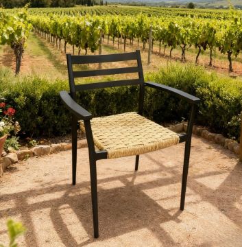 SEDIA DA ESTERNO IN METALLO ANTRACITE E POLYRATTAN 