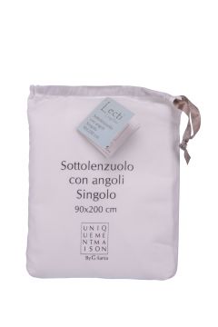 LENZUOLA CON ANGOLI IN COTONE 1P CM 90X200 LECTI BRIGHT WHITE