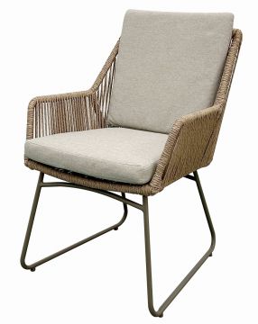 POLTRONA IN METALLO TAUPE E CORDA 