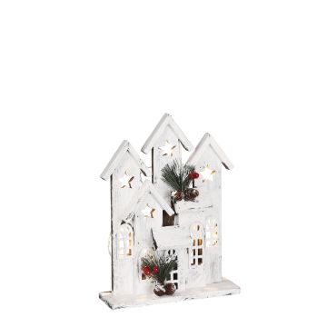 CASA BIANCA A LED 10 LUCI 23X7CM H. 30CM A BATTERIA