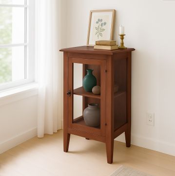 VETRINETTA IN LEGNO MASSELLO CM 60X38 H. 100 TINTA NOCE