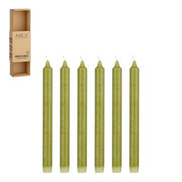 SET 6 CANDELE DA CERA VERDE D 2.2 H 25CM