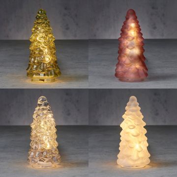 ALBERO IN VETRO CON 10 LUCI LED DIAM. 9.5 ASSORTITO
