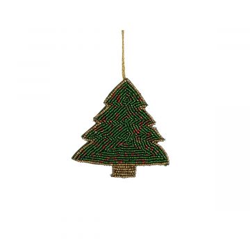 PENDENTE NATALIZIO CON ALBERO DI PERLINE 12X1CM H. 13CM