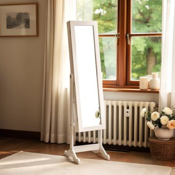 SPECCHIO APPOGGIO PORTAGIOIE MOD. KRISTIN 34X38 H144CM BIANCO LUCIDO