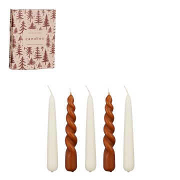 SET 5 CANDELE DA CERA PANNA/MARRONE D 2.2 H 15CM