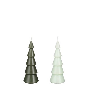 SET 2 CANDELE ALBERO VERDE/BIANCO D. 6 H. 16.5CM