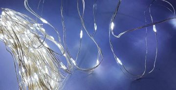 LUCI DI NATALE 120 MICROLED TRASPARENTI BIANCO FREDDO CON TRASFORMATORE 11.9+3MT