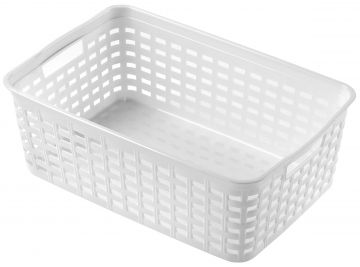 CESTINO FORATO IN PLASTICA CON MANIGLIE 19X29X10CM BIANCO 