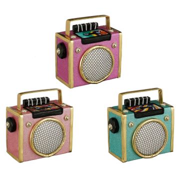 PENDENTE RADIO IN POLISTIROLO ROSA/VERDE/FUCSIA 22X11 H.22CM ASS.