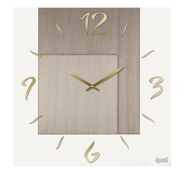 OROLOGIO DA PARETE BIANCO PERLA TORTORA E BRONZO 50X50CM