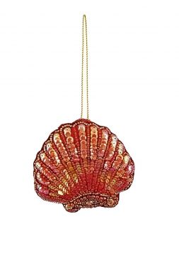 PENDENTE CONCHIGLIA ROSA CON PAILLETTES 10X1CM H 9CM