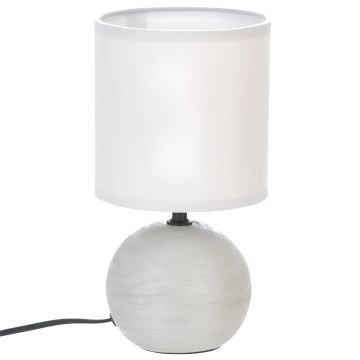 LAMPADA DA TAVOLO TIMEO DIAM. 13 H. 24.7 IN CERAMICA E TESSUTO GRIGIO CHIARO 
