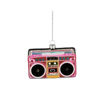PENDENTE LINEA FESTIVAL RADIO ROSA DI VETRO H. 8CM