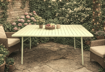 TAVOLO DA ESTERNO MOD. SANTORINI CM 120X80 H. 74 ACCIAIO VERDE MENTA