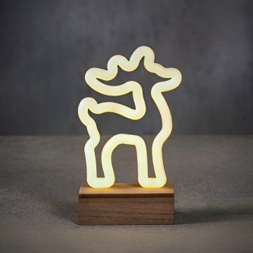 RENNA CON LUCE NEON 88 LED BIANCO CALDO A BATTERIA 10.5X5.5CM H 19.5CM