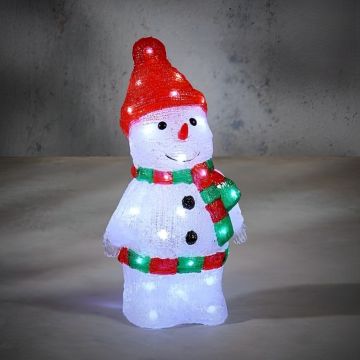 PUPAZZO DI NEVE IN ACRILICO 40 LED LUCE FREDDA IP44 C/TIMER 20X15 H 35CM