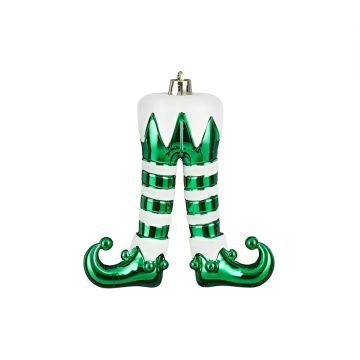 DECORAZIONE DA APPENDERE GAMBE ELFO VERDI/BIANCHE 11X3.5 H. 13CM