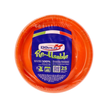 SET 25 PIATTI PIANI IN PLASTICA DIAM. 22CM ARANCIO