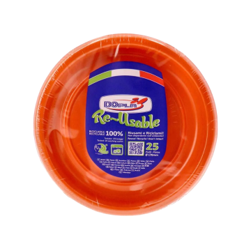 SET 25 PIATTI DA FRUTTA IN PLASTICA DIAM. 17CM ARANCIO