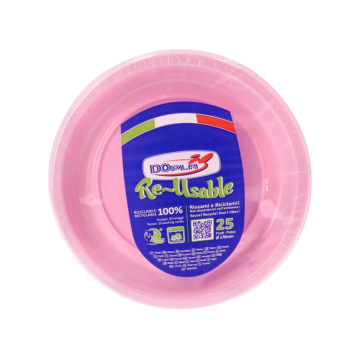 SET 25 PIATTI DA FRUTTA IN PLASTICA DIAM. 17CM ROSA