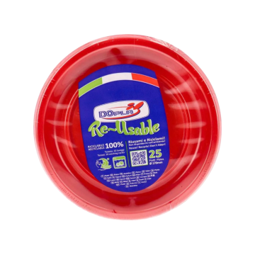 SET 25 PIATTI DA FRUTTA IN PLASTICA DIAM. 17CM ROSSO