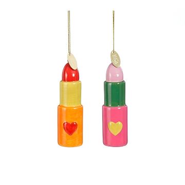 ROSSETTO DA APPENDERE ROSSO/ROSA IN CERAMICA DIAM. 2.5CM H 9.5CM ASS