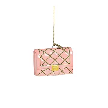 DECORAZIONE DA APPENDERE BORSETTA ROSA IN CERAMICA 7X2.5CM H 5.5CM