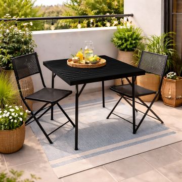 TAVOLO DA ESTERNO MOD. SANTORINI CM 90X90 H. 75 IN ACCIAIO NERO