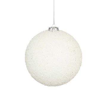 SFERA DI PLASTICA DIAM. 15CM BIANCA CON GLITTER