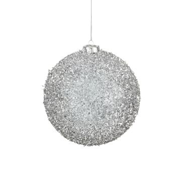 SFERA DI PLASTICA DIAM. 15CM ARGENTO GLITTERATO