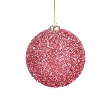 SFERA DI PLASTICA DIAM. 15CM ROSA GLITTERATA