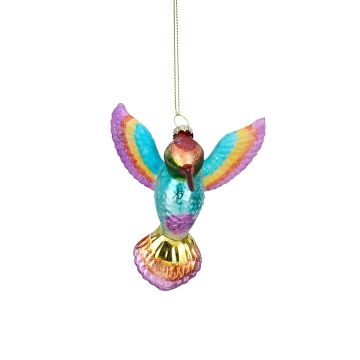 DECORAZIONE DA APPENDERE COLIBRI COLORATO 8X8CM H 9CM