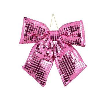FIOCCO IMBOTTITO IN TESSUTO FUCSIA EFFETTO DISCOTECA 30X6CM H 34CM