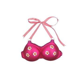 DECORAZIONE DA APPENDERE BIKINI IN VETRO FUCSIA 12X3.5CM H 6.3CM